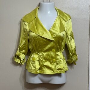 FLAWED - Jon Green‎ Silk Button Belted Long Sleeve Collared Jacket